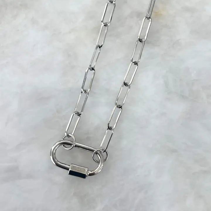 Charm Bar Silver Paperclip Link Necklaces - click to see options