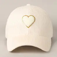 Chenille Heart Patch Corduroy Baseball Cap