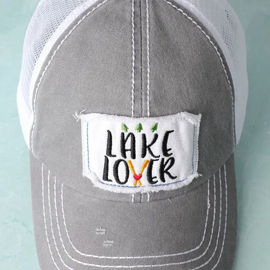 Lake Lover Embroidered Mesh Back Baseball Cap- Click to see options