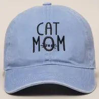 Cat Mom Denim Cotton Adjustable Hat