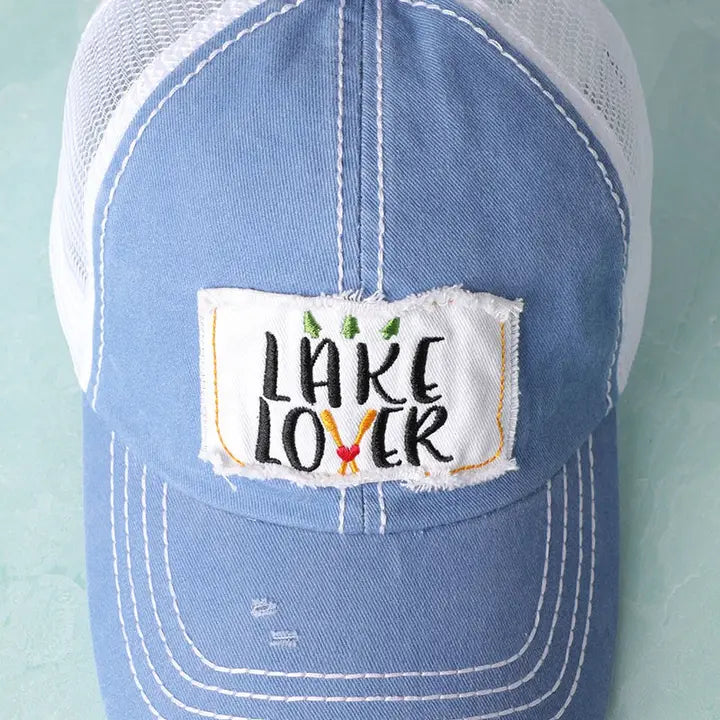 Lake Lover Embroidered Mesh Back Baseball Cap- Click to see options