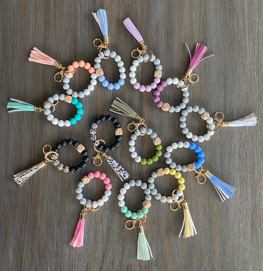 Silicone Beaded Keychain Wristlet - Click to see Options