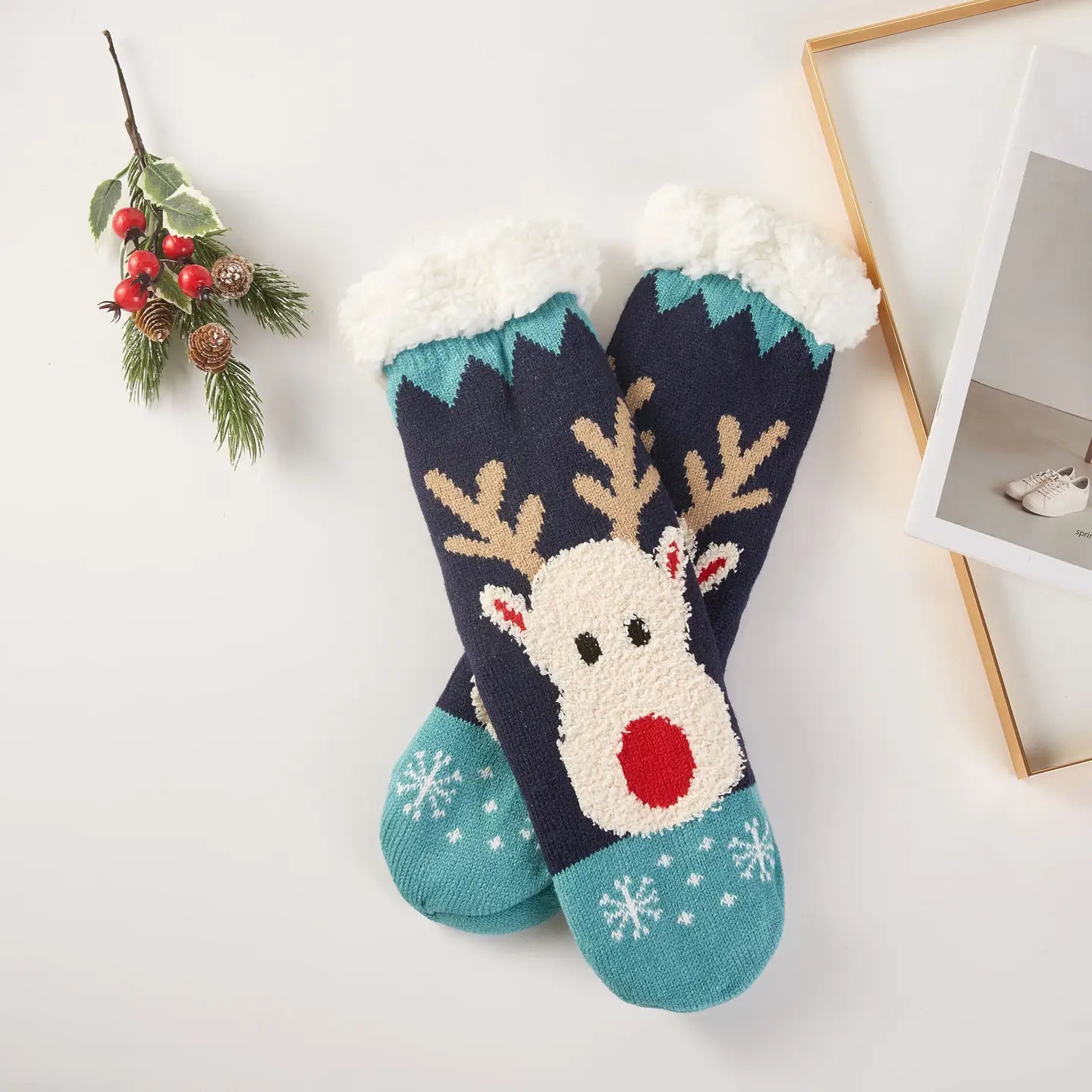 Fuzzy Christmas Slipper Socks - click to see options