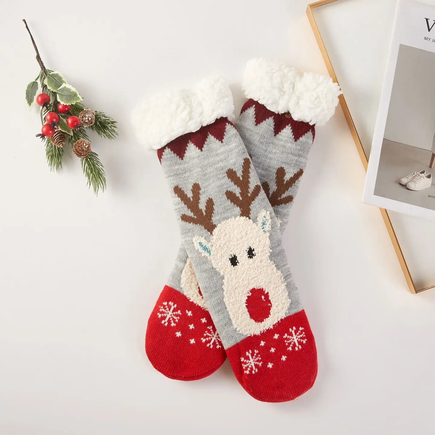 Fuzzy Christmas Slipper Socks - click to see options