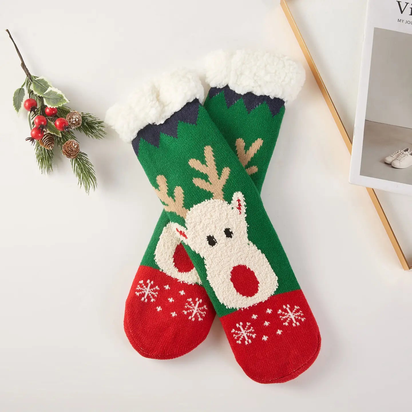 Fuzzy Christmas Slipper Socks - click to see options