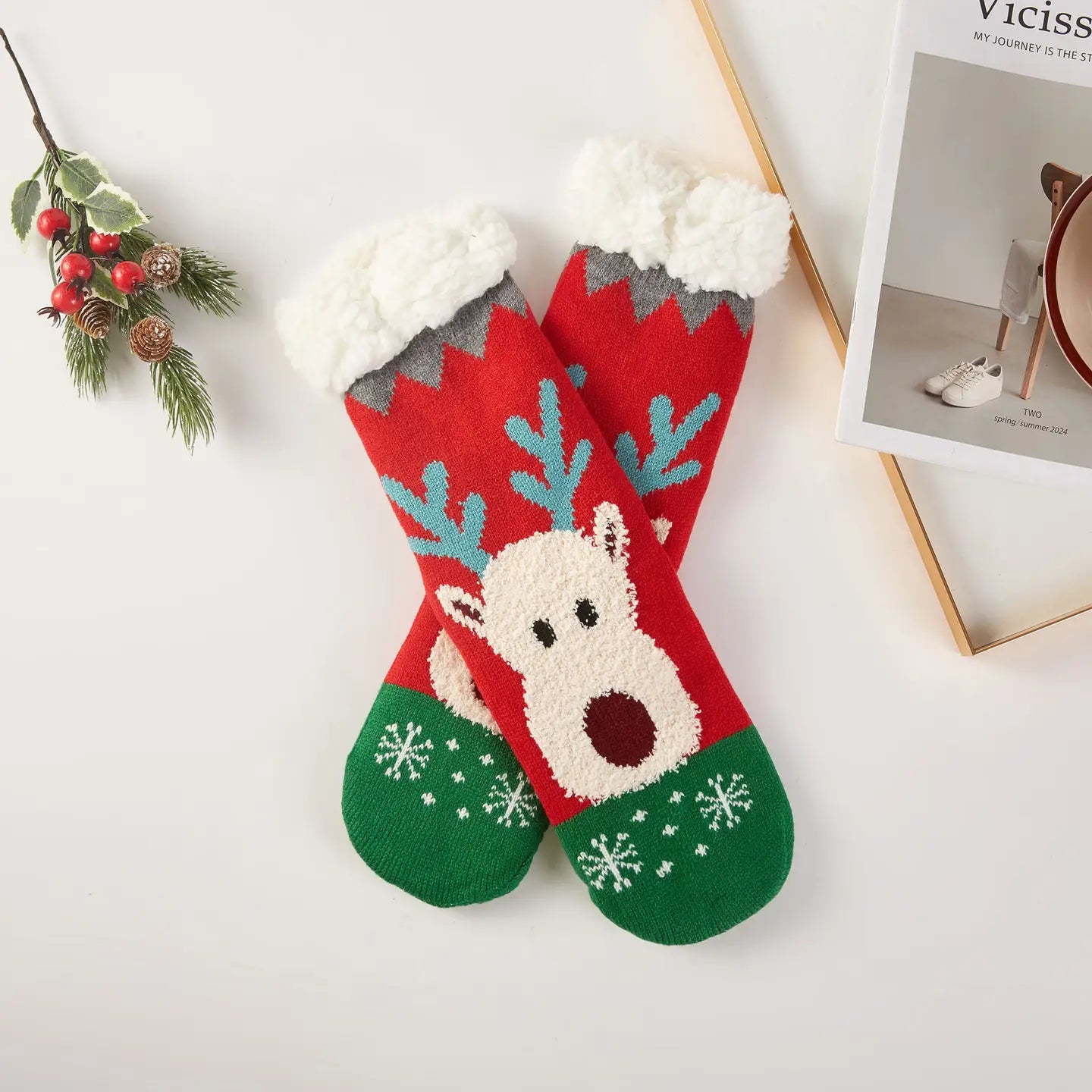 Fuzzy Christmas Slipper Socks - click to see options